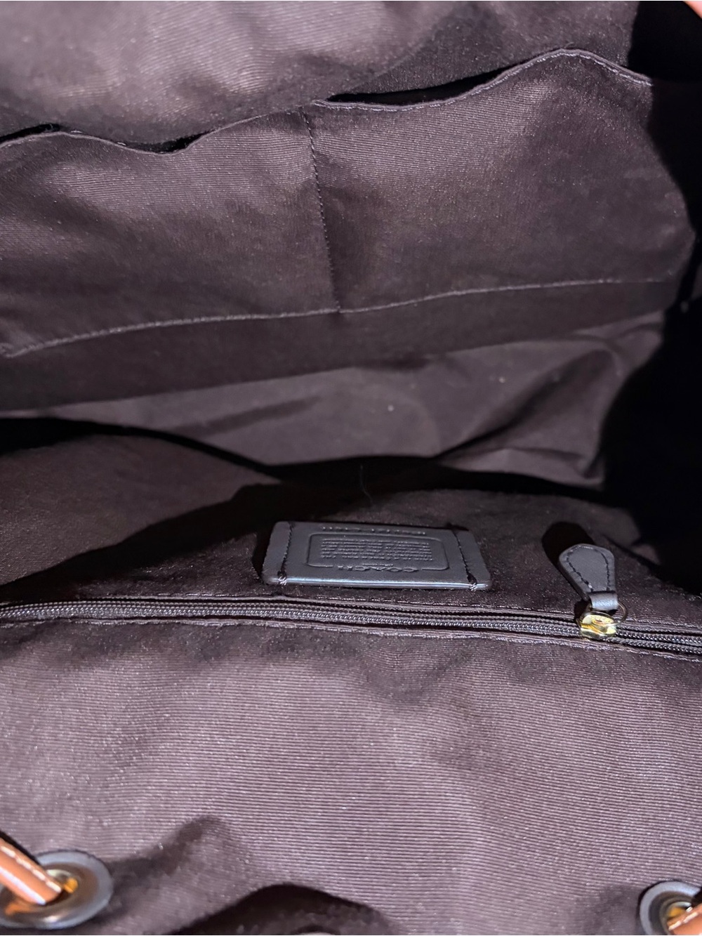 Coach Outlet Signature Canvas Drawstring Backpack in Brown/Tan, Gently Used. - Picture 5 of 7